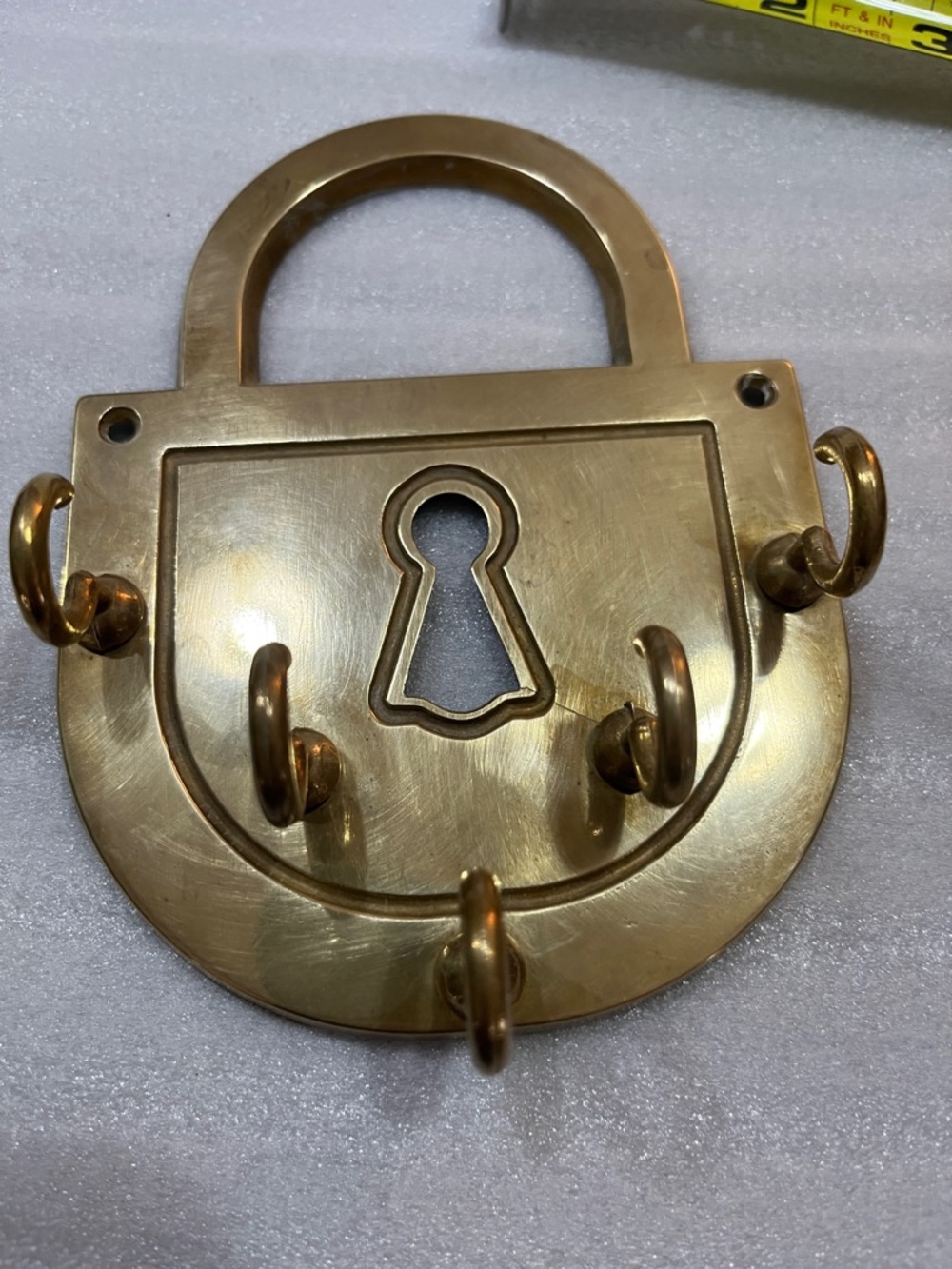 Brass Padlock Key Hook Wall Organizer - Gold